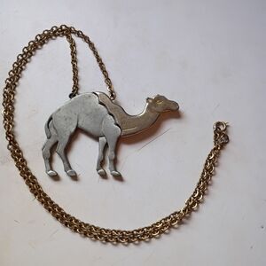 60s Gold and Silver Camel Pendant Necklace